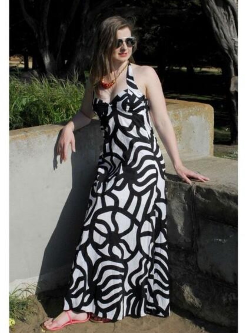 Marimekko x H&M limited edition Black and White Graphic Halter Maxi Dress